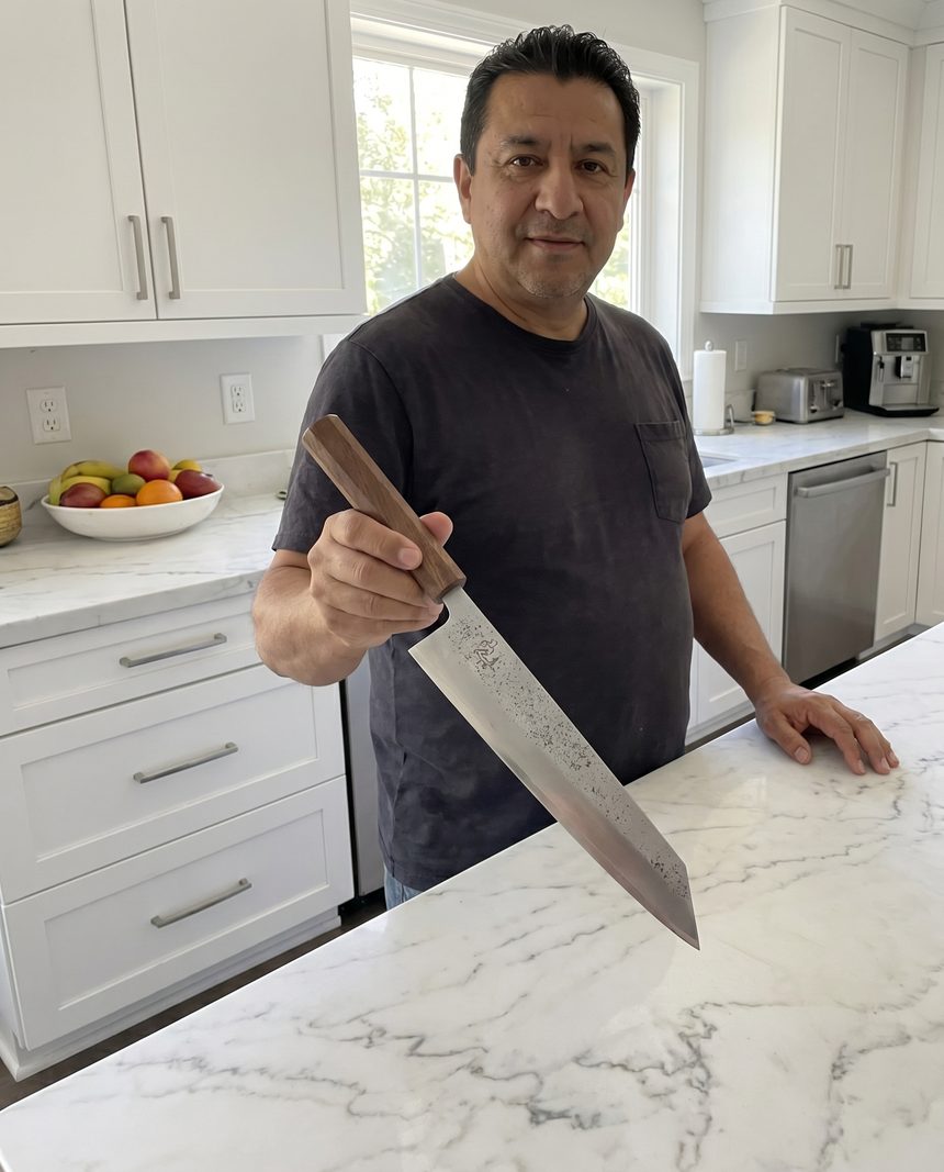 Customer with Osantoku knife
