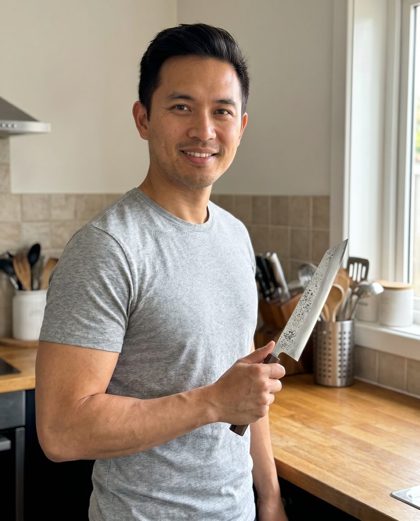 Customer with Osantoku knife
